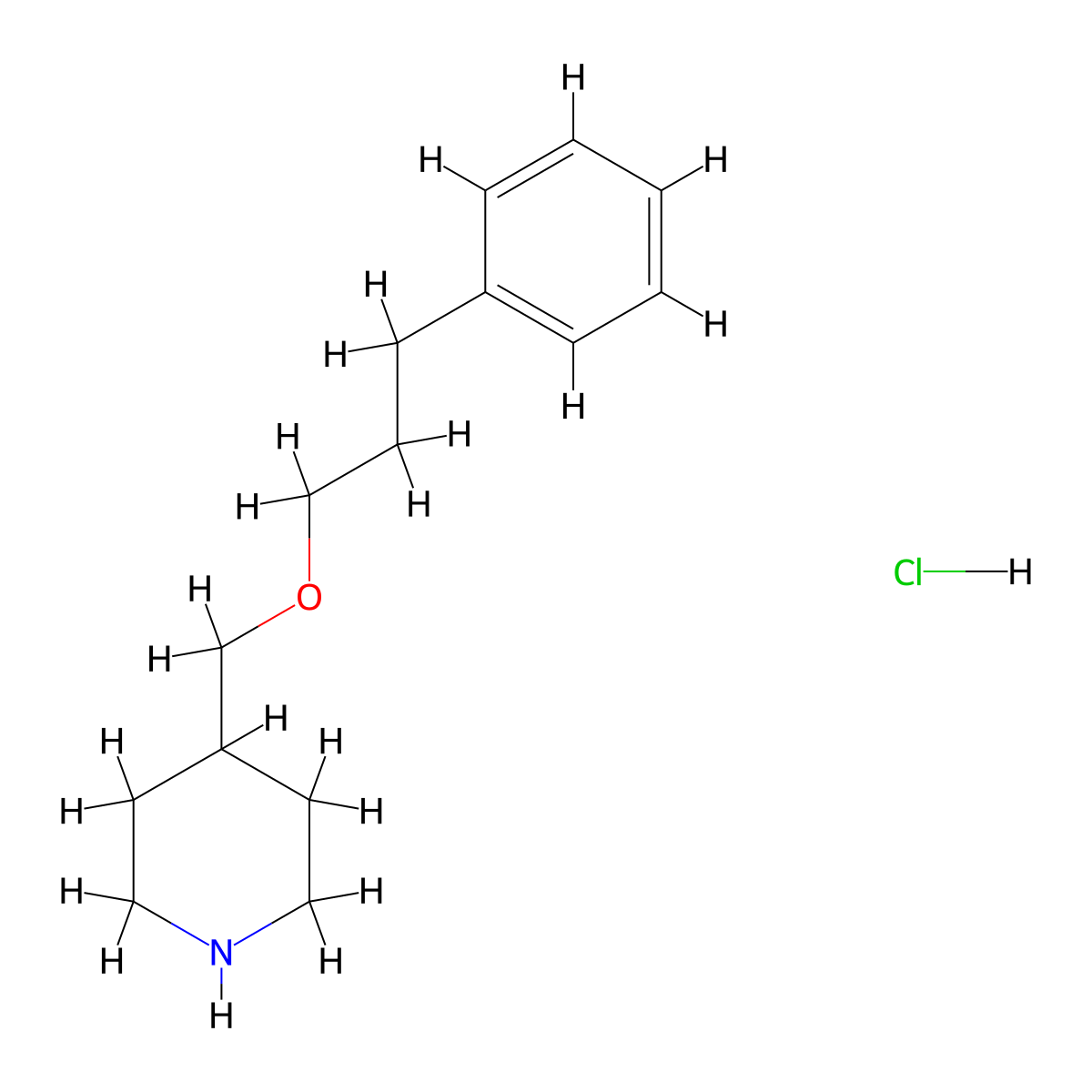 4-[(3-Phenylpropoxy)methyl]piperidine hydrochloride molecular structure, CAS 1051919-41-5