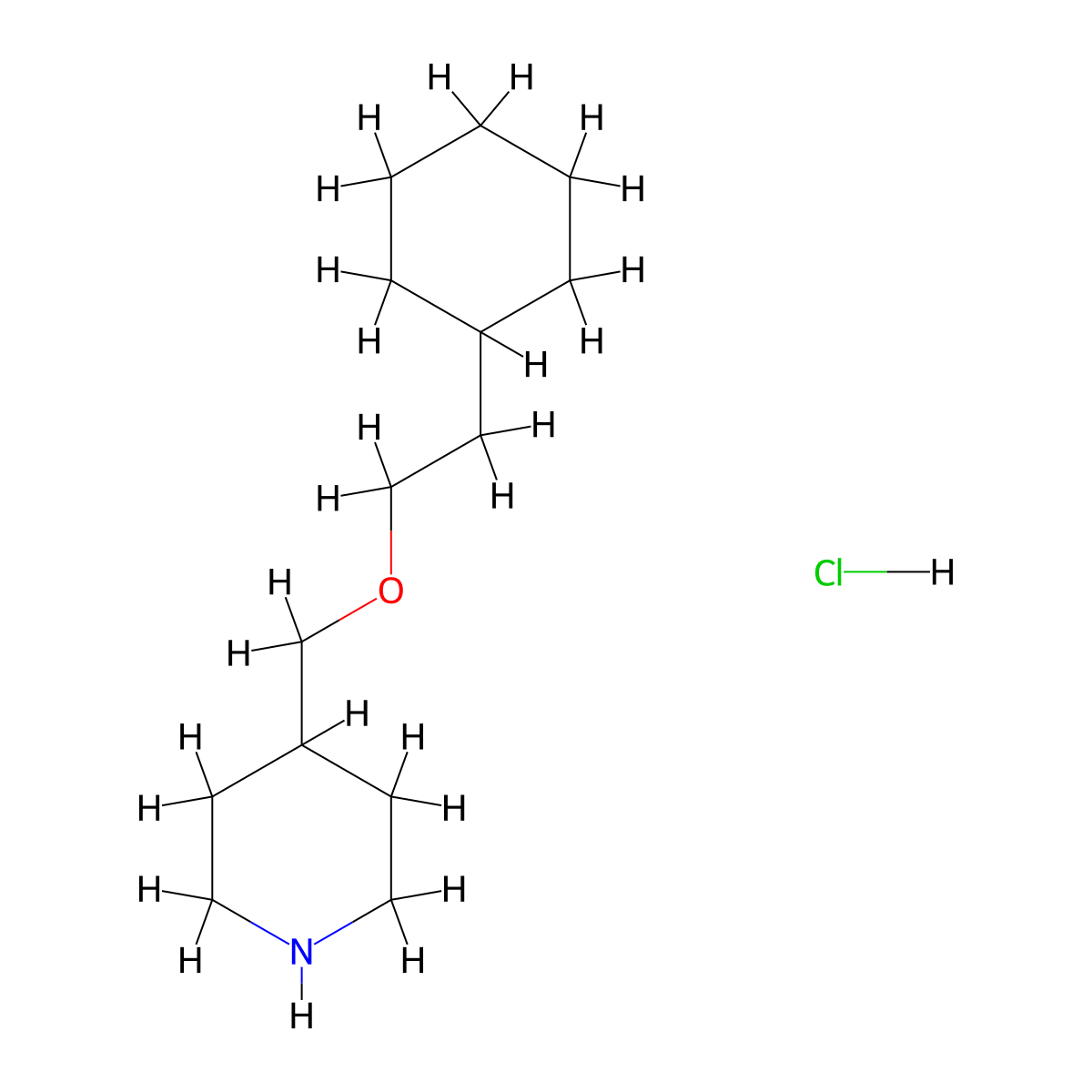 4-[(2-Cyclohexylethoxy)methyl]piperidine hydrochloride molecular structure, CAS 1051919-42-6