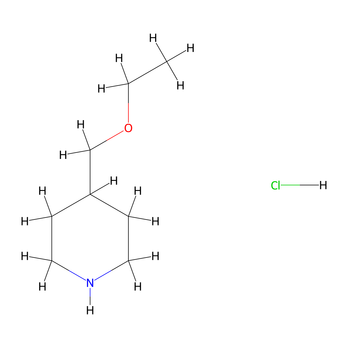 4-(Ethoxymethyl)piperidine hydrochloride molecular structure, CAS 1051919-43-7
