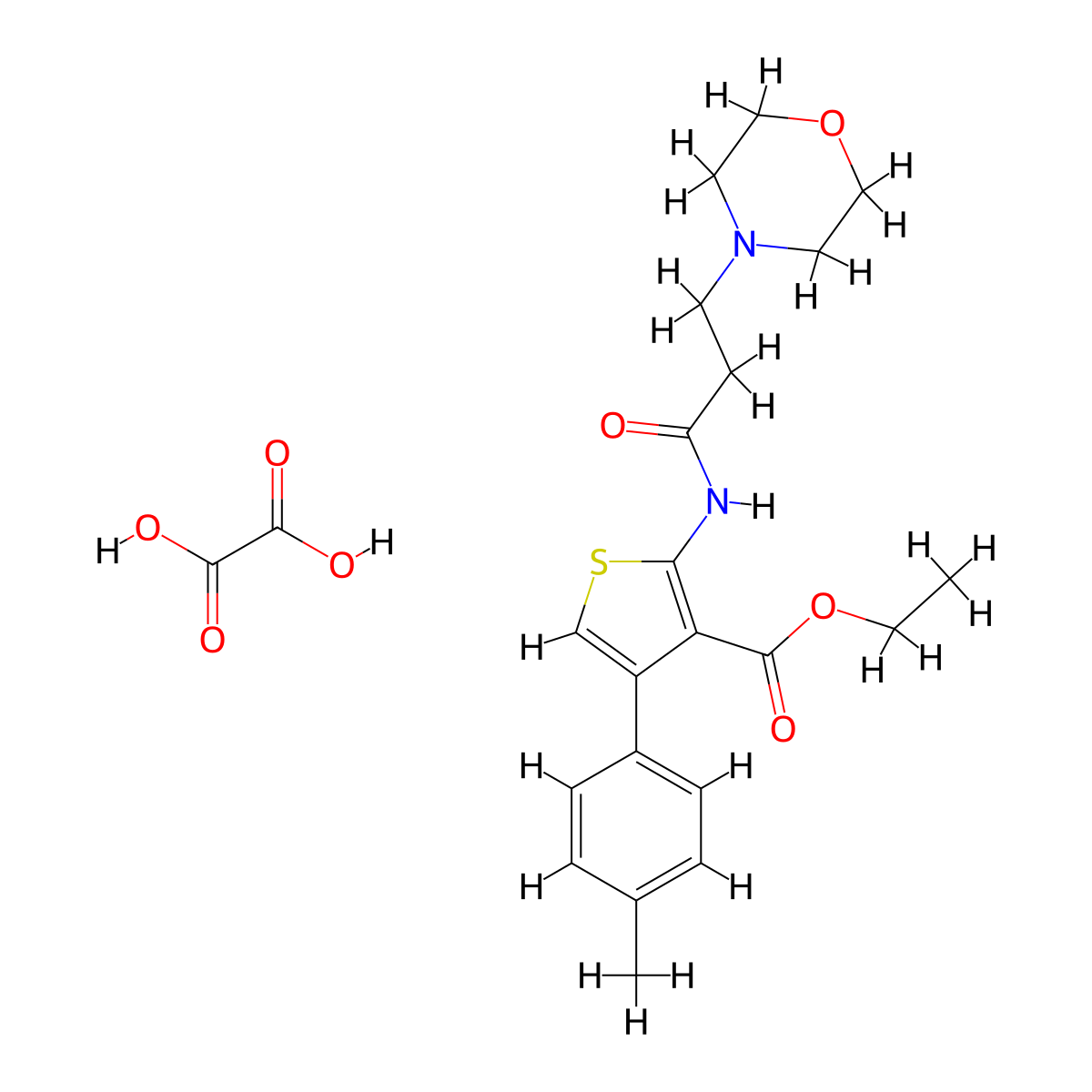 Ethyl 2-(3-morpholinopropanamido)-4-(p-tolyl)thiophene-3-carboxylate oxalate molecular structure, CAS 1051924-44-7
