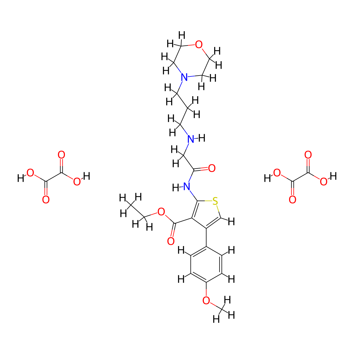 Ethyl 4-(4-methoxyphenyl)-2-(2-{[3-(morpholin-4-YL)propyl]amino}acetamido)thiophene-3-carboxylate; bis(oxalic acid) molecular structure, CAS 1051924-48-1