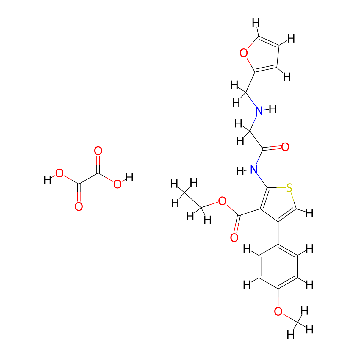Ethyl 2-(2-((furan-2-ylmethyl)amino)acetamido)-4-(4-methoxyphenyl)thiophene-3-carboxylate oxalate molecular structure, CAS 1051924-49-2