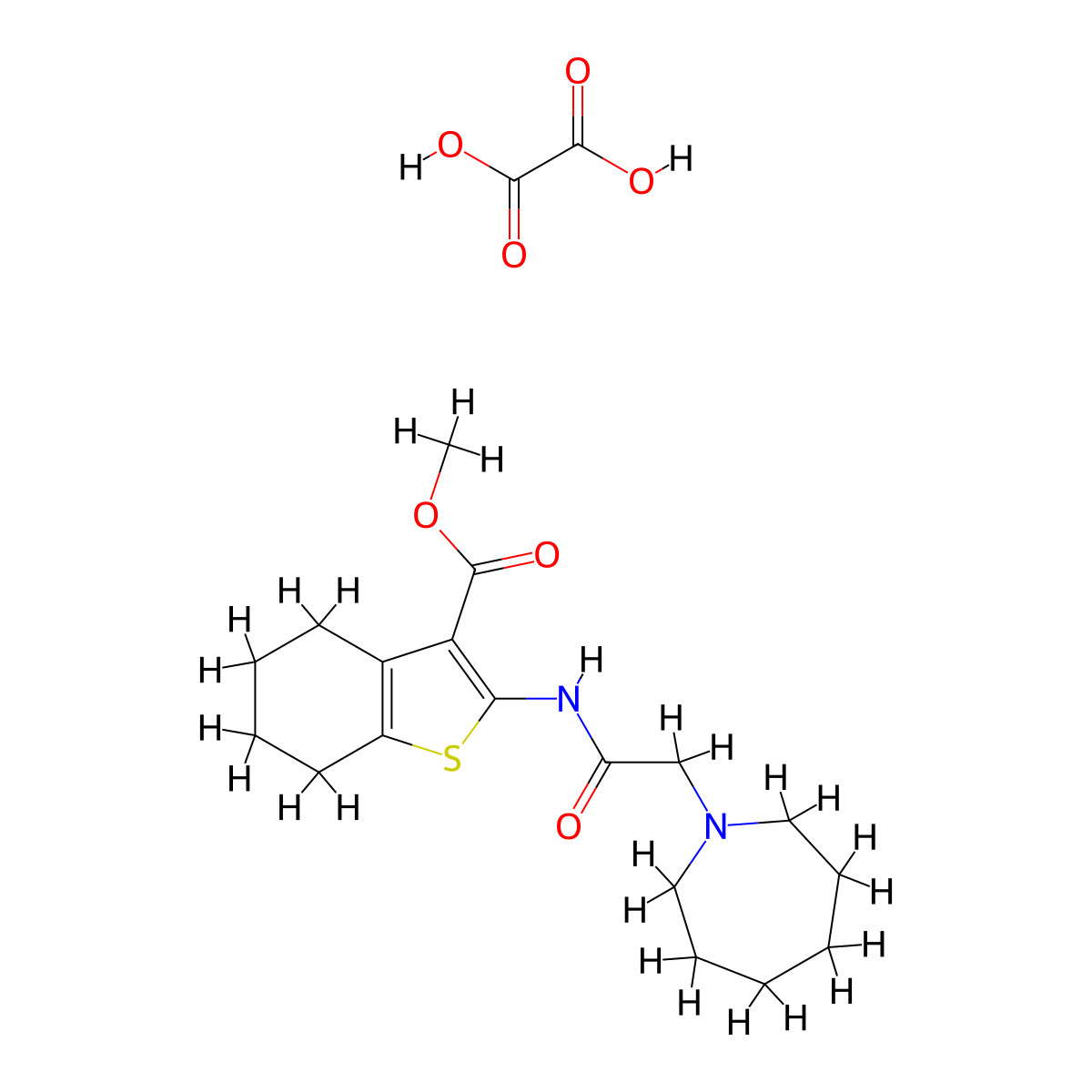 Methyl 2-(2-(azepan-1-yl)acetamido)-4,5,6,7-tetrahydrobenzo[b]thiophene-3-carboxylate oxalate molecular structure, CAS 1051924-52-7