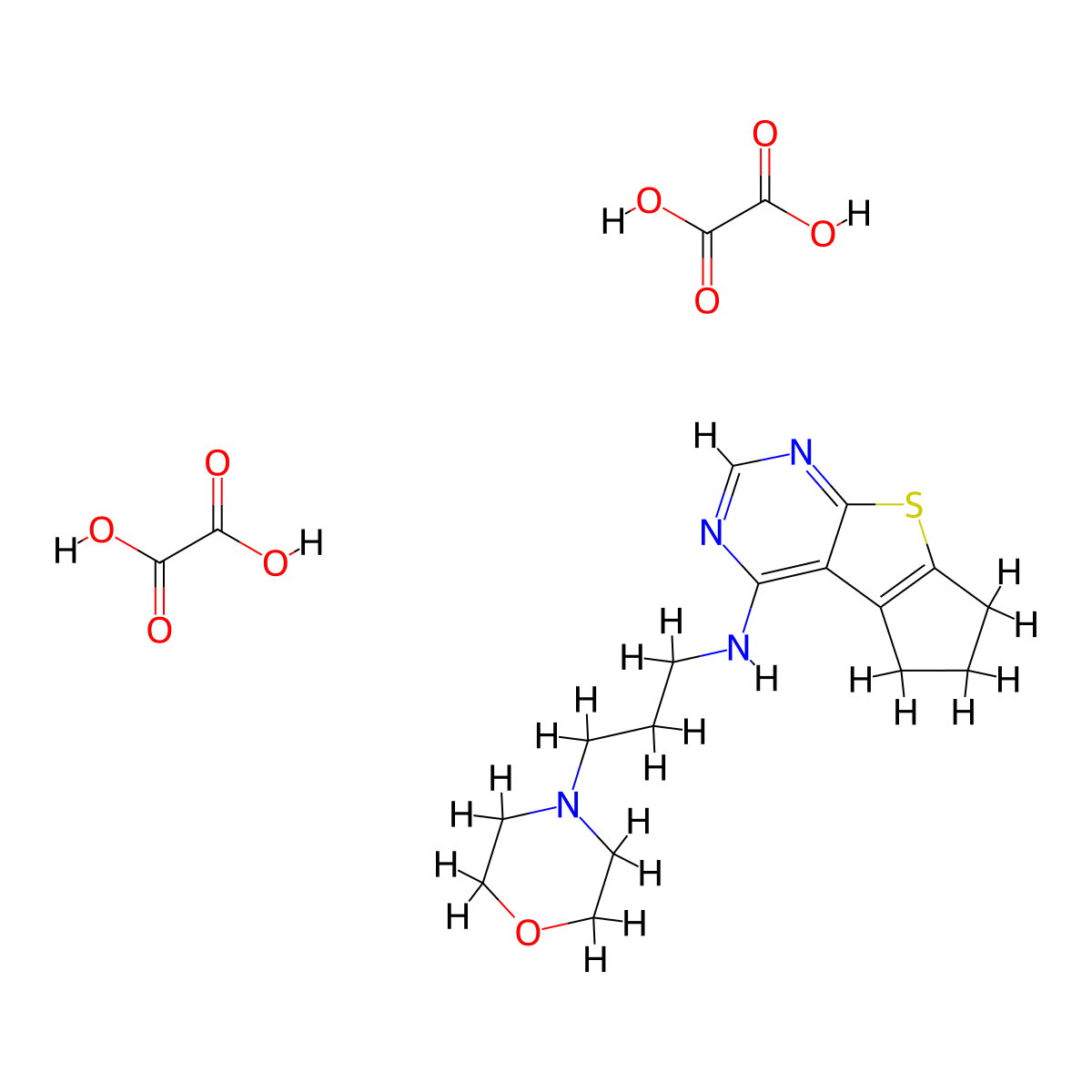 N-(3-morpholinopropyl)-6,7-dihydro-5H-cyclopenta[4,5]thieno[2,3-d]pyrimidin-4-amine dioxalate molecular structure, CAS 1051924-57-2