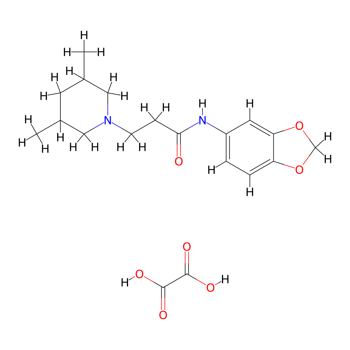 N-(2H-1,3-benzodioxol-5-yl)-3-(3,5-dimethylpiperidin-1-yl)propanamide; oxalic acid molecular structure, CAS 1051924-59-4