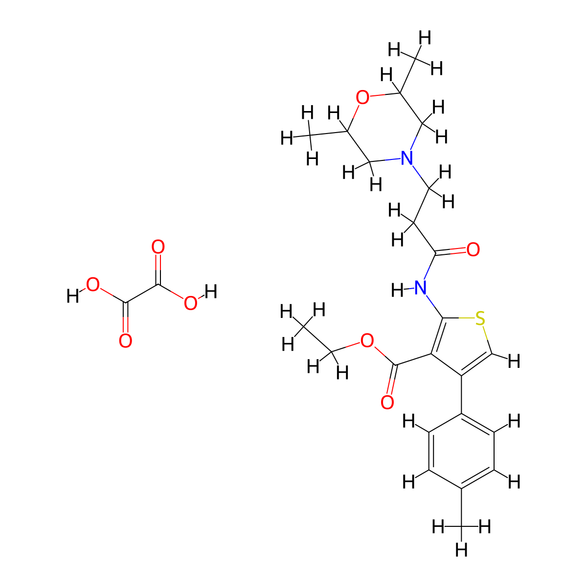 Ethyl 2-(3-(2,6-dimethylmorpholino)propanamido)-4-(p-tolyl)thiophene-3-carboxylate oxalate molecular structure, CAS 1051924-61-8
