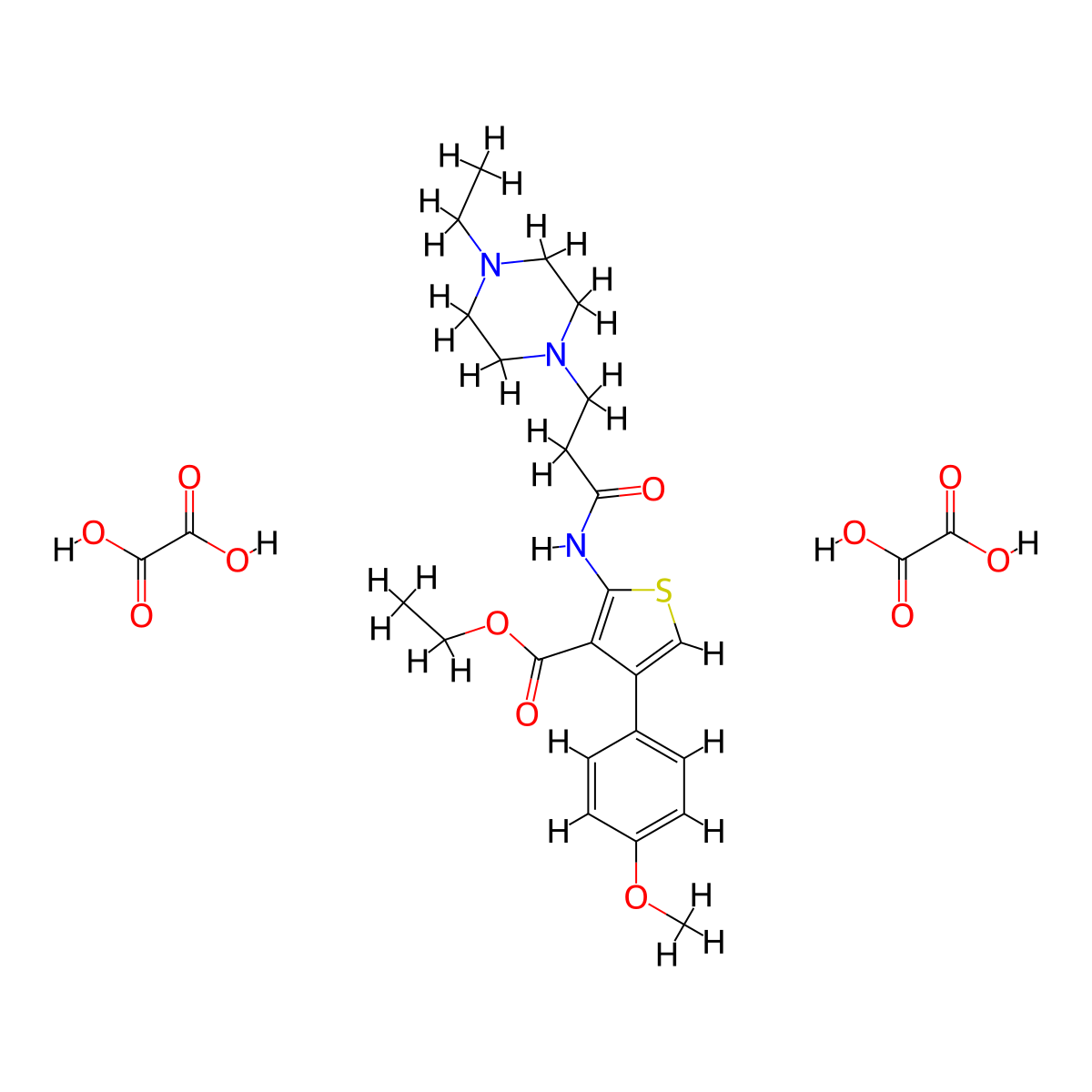 Ethyl 2-(3-(4-ethylpiperazin-1-yl)propanamido)-4-(4-methoxyphenyl)thiophene-3-carboxylate dioxalate molecular structure, CAS 1051931-27-1