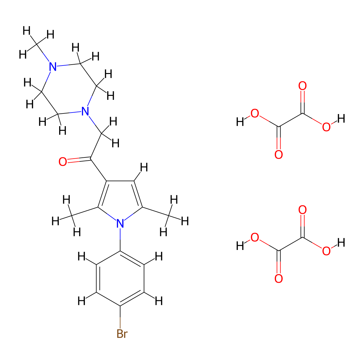 1-(1-(4-bromophenyl)-2,5-dimethyl-1H-pyrrol-3-yl)-2-(4-methylpiperazin-1-yl)ethanone dioxalate molecular structure, CAS 1051931-30-6