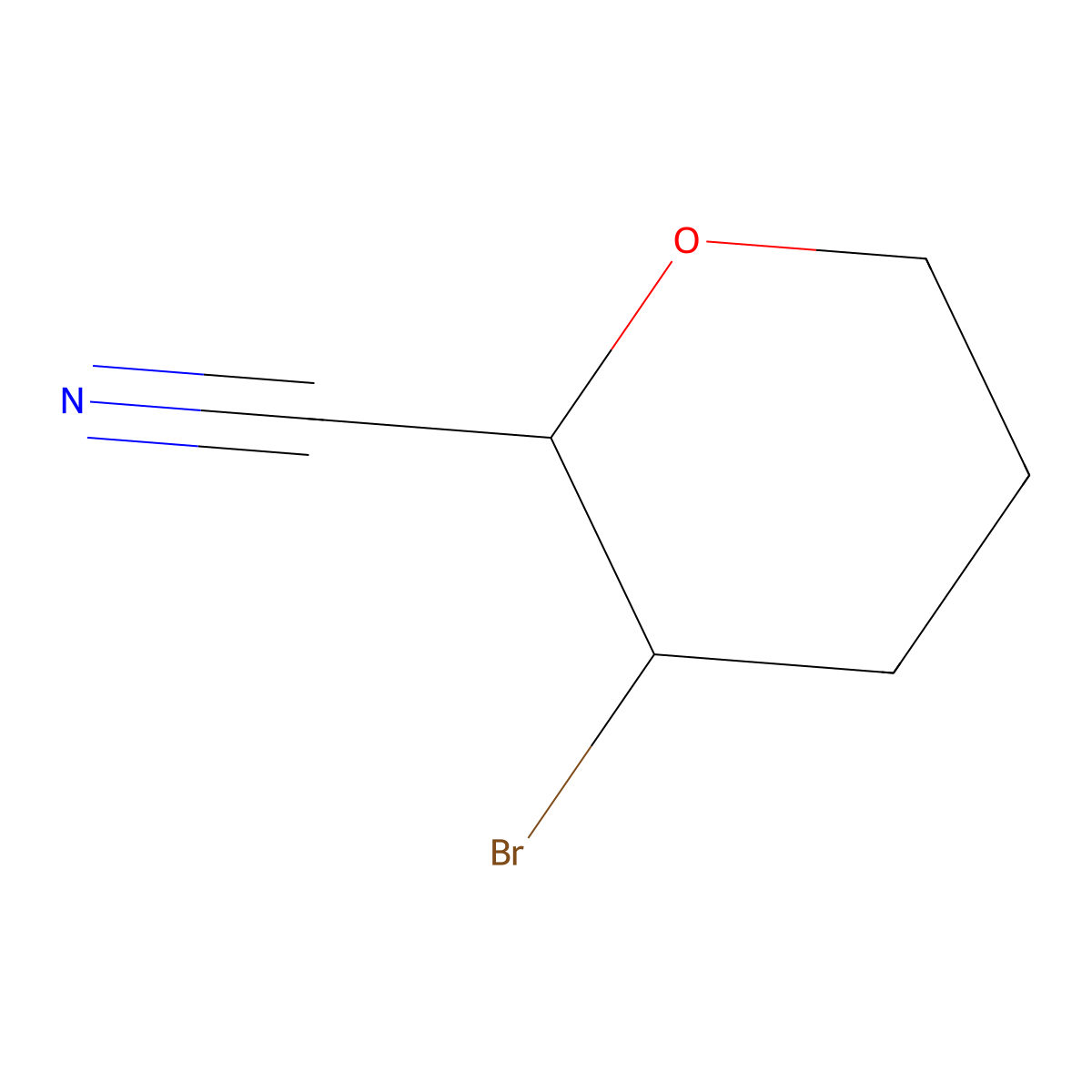 3-Bromooxane-2-carbonitrile molecular structure, CAS 1051940-71-6