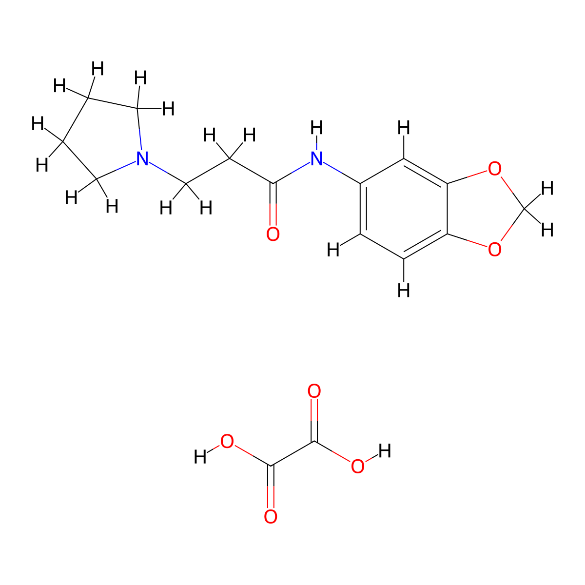 N-(benzo[d][1,3]dioxol-5-yl)-3-(pyrrolidin-1-yl)propanamide oxalate molecular structure, CAS 1051941-27-5