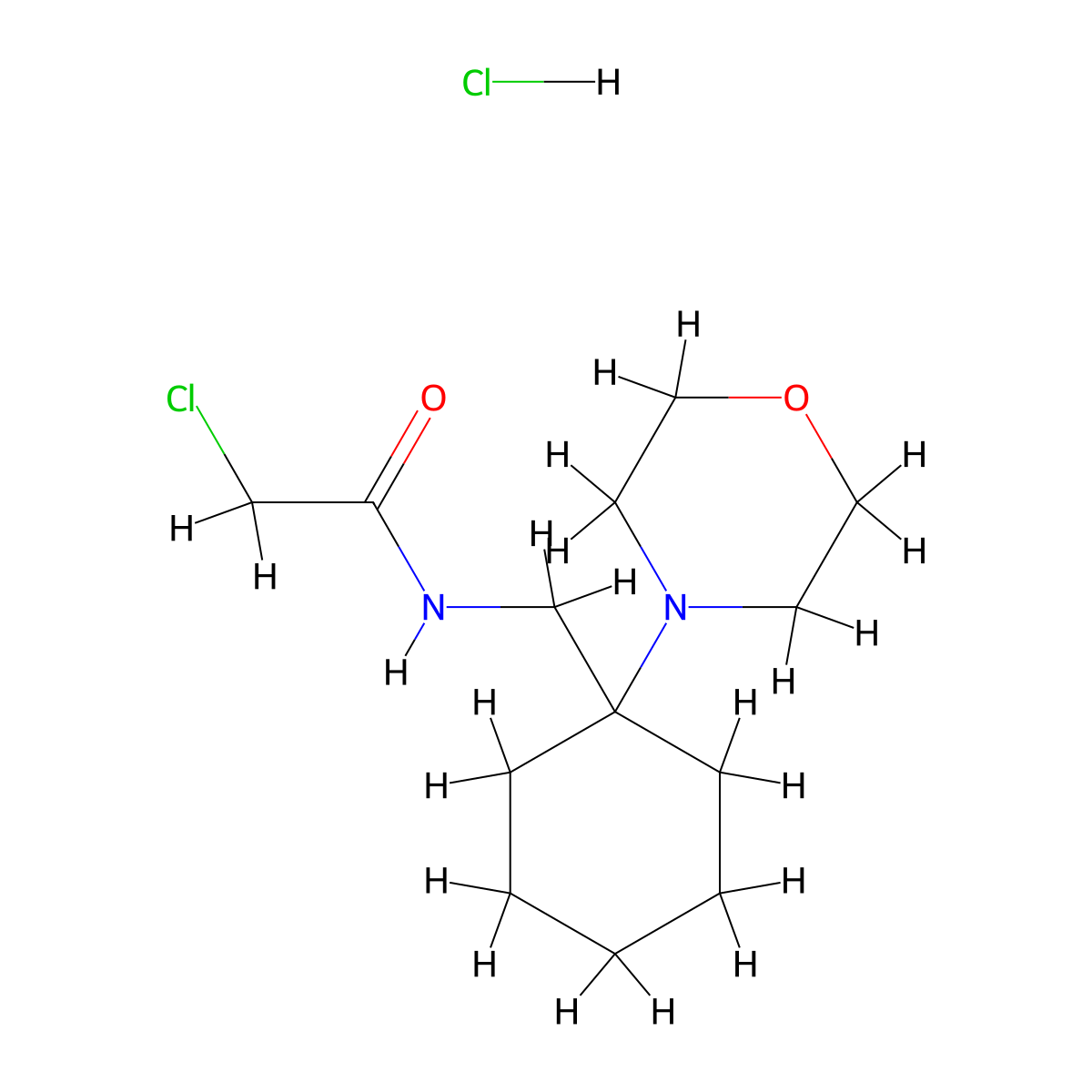 2-chloro-N-{[1-(morpholin-4-yl)cyclohexyl]methyl}acetamide hydrochloride molecular structure, CAS 1051941-67-3