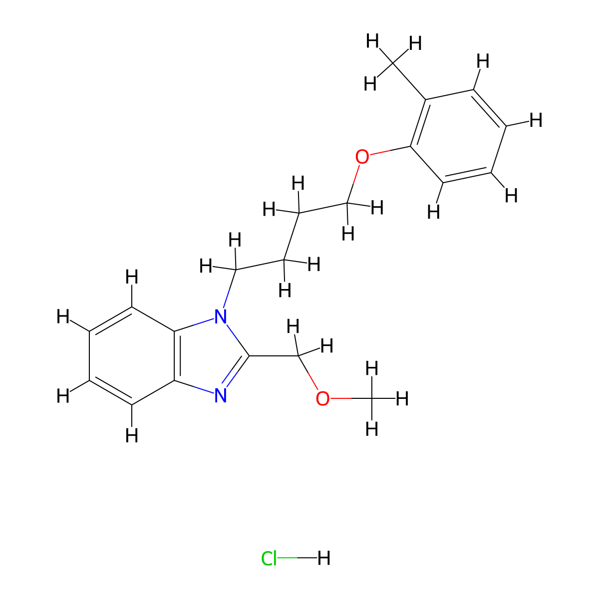 2-(methoxymethyl)-1-[4-(2-methylphenoxy)butyl]-1H-1,3-benzodiazole hydrochloride molecular structure, CAS 1051941-74-2
