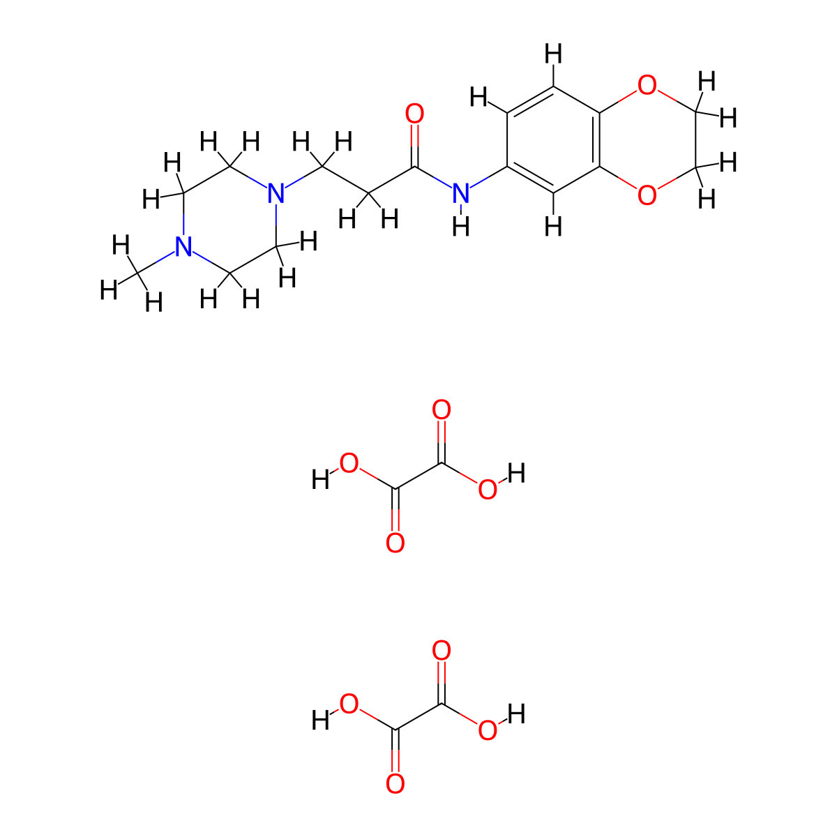 N-(2,3-dihydrobenzo[b][1,4]dioxin-6-yl)-3-(4-methylpiperazin-1-yl)propanamide dioxalate molecular structure, CAS 1051944-51-4