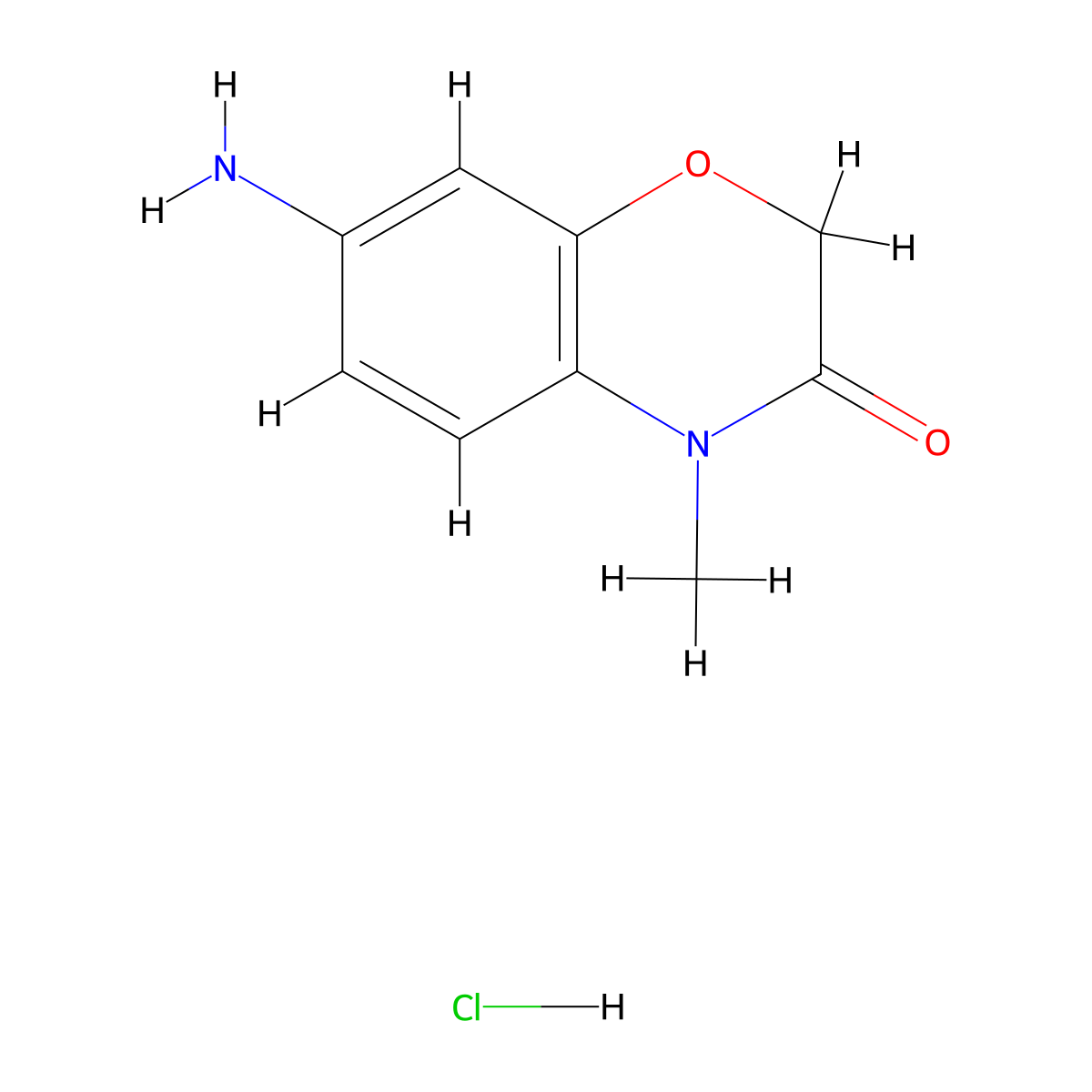 7-Amino-4-methyl-3,4-dihydro-2H-1,4-benzoxazin-3-one hydrochloride molecular structure, CAS 105202-23-1