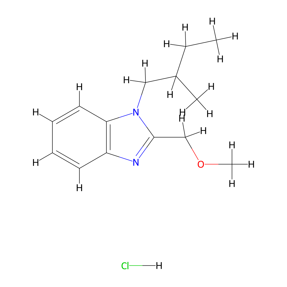2-(methoxymethyl)-1-(2-methylbutyl)-1H-1,3-benzodiazole hydrochloride molecular structure, CAS 1052076-48-8