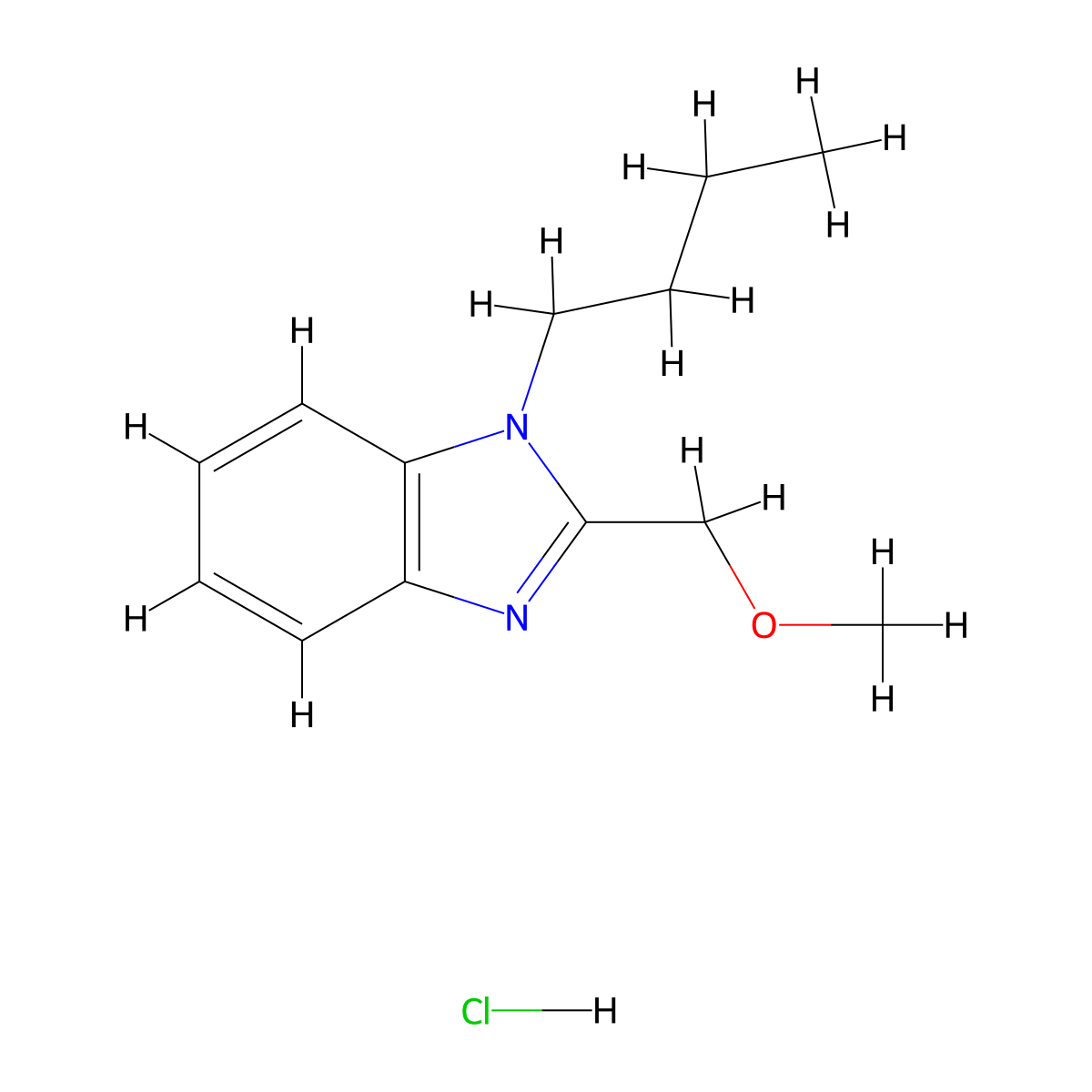 1-butyl-2-(methoxymethyl)-1H-1,3-benzodiazole hydrochloride molecular structure, CAS 1052076-51-3