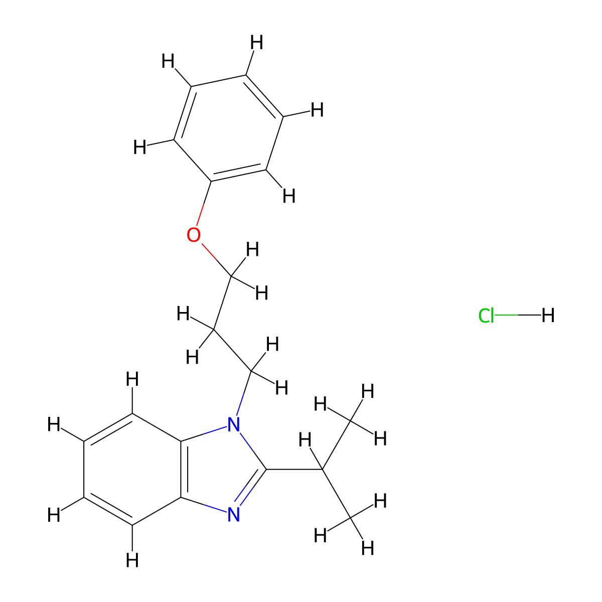 2-isopropyl-1-(3-phenoxypropyl)-1H-benzo[d]imidazole hydrochloride molecular structure, CAS 1052076-53-5