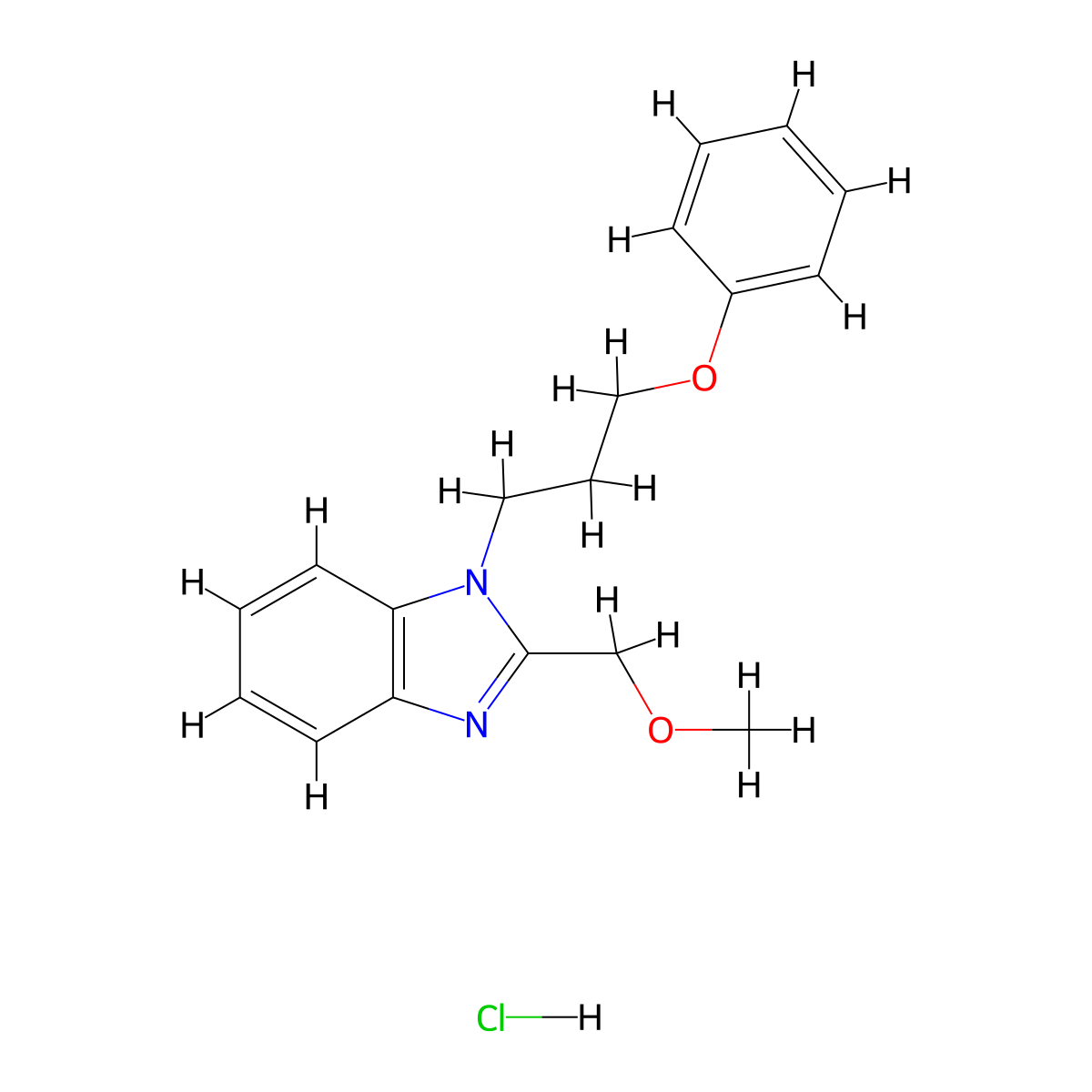 2-(methoxymethyl)-1-(3-phenoxypropyl)-1H-benzo[d]imidazole hydrochloride molecular structure, CAS 1052076-54-6
