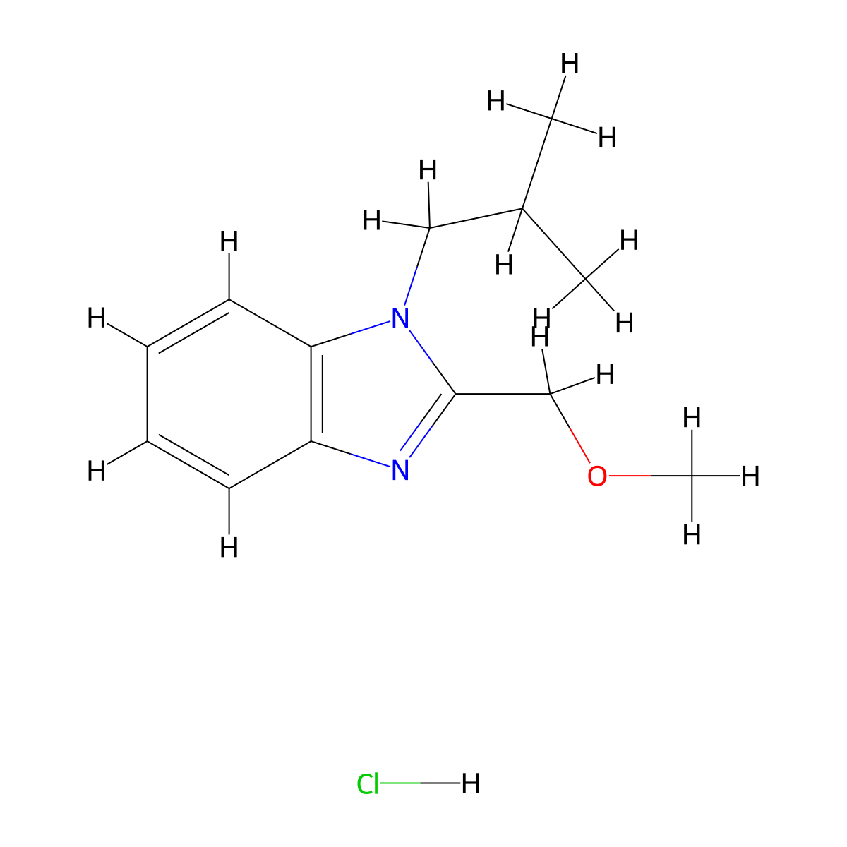 1-isobutyl-2-(methoxymethyl)-1H-benzo[d]imidazole hydrochloride molecular structure, CAS 1052076-56-8
