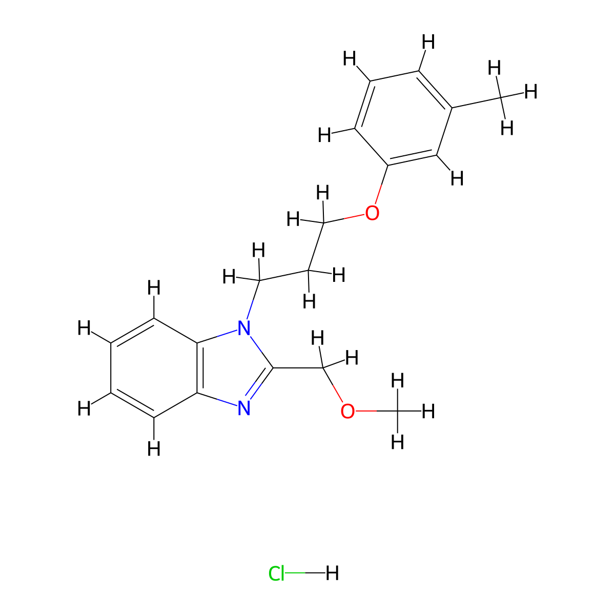 2-(methoxymethyl)-1-[3-(3-methylphenoxy)propyl]-1H-1,3-benzodiazole hydrochloride molecular structure, CAS 1052076-58-0