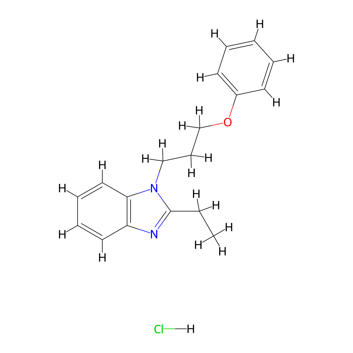 2-ethyl-1-(3-phenoxypropyl)-1H-benzo[d]imidazole hydrochloride molecular structure, CAS 1052076-62-6