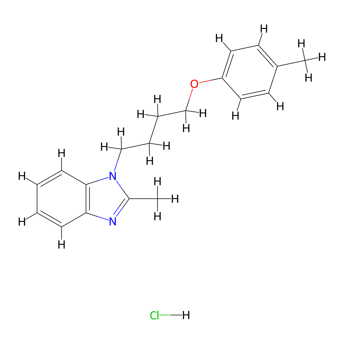 2-methyl-1-(4-(p-tolyloxy)butyl)-1H-benzo[d]imidazole hydrochloride molecular structure, CAS 1052076-67-1