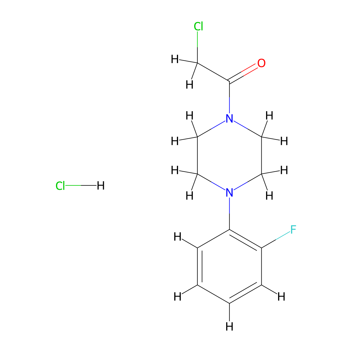 2-Chloro-1-[4-(2-fluorophenyl)piperazin-1-yl]ethan-1-one hydrochloride molecular structure, CAS 1052076-81-9