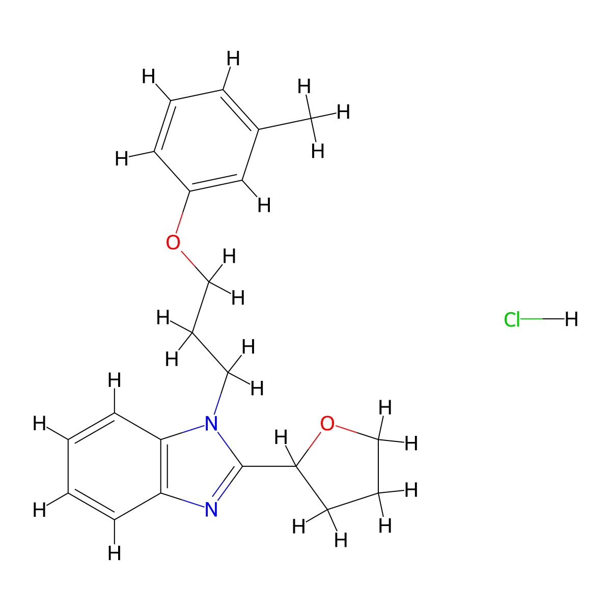 2-(tetrahydrofuran-2-yl)-1-(3-(m-tolyloxy)propyl)-1H-benzo[d]imidazole hydrochloride molecular structure, CAS 1052077-01-6