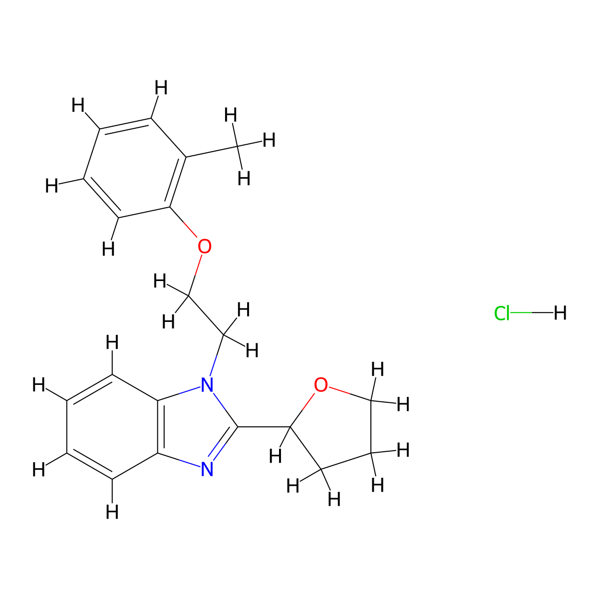 2-(tetrahydrofuran-2-yl)-1-(2-(o-tolyloxy)ethyl)-1H-benzo[d]imidazole hydrochloride molecular structure, CAS 1052077-11-8
