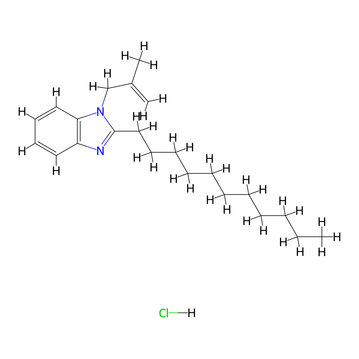 1-(2-methylallyl)-2-undecyl-1H-benzo[d]imidazole hydrochloride molecular structure, CAS 1052077-14-1