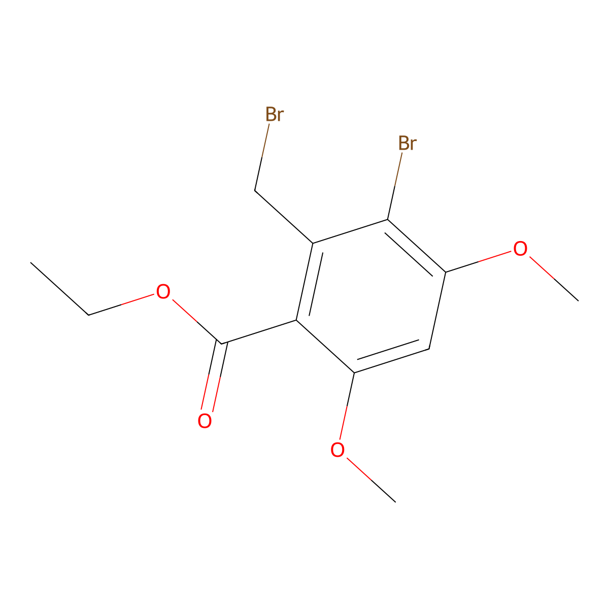 Ethyl 3-bromo-2-(bromomethyl)-4,6-dimethoxybenzoate molecular structure, CAS 105208-04-6