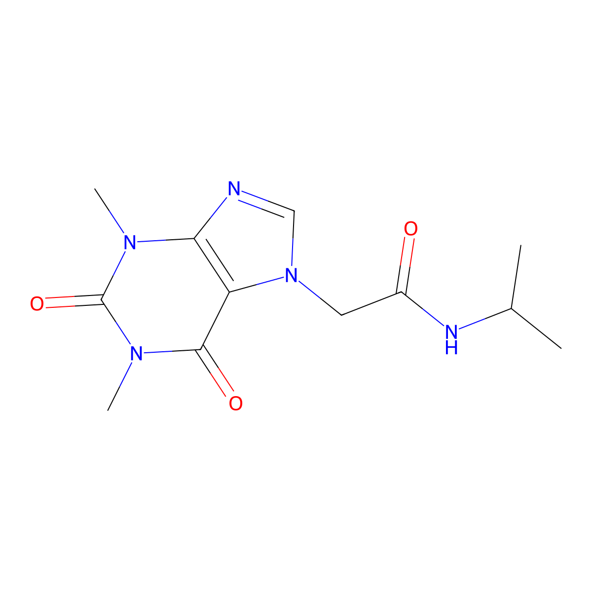 2-(1,3-dimethyl-2,6-dioxo-1,2,3,6-tetrahydro-7H-purin-7-yl)-N-isopropylacetamide molecular structure, CAS 105208-34-2