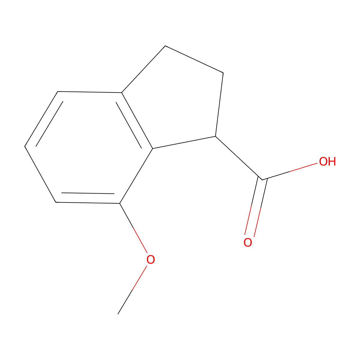 7-methoxy-2,3-dihydro-1H-indene-1-carboxylic acid molecular structure, CAS 105211-00-5