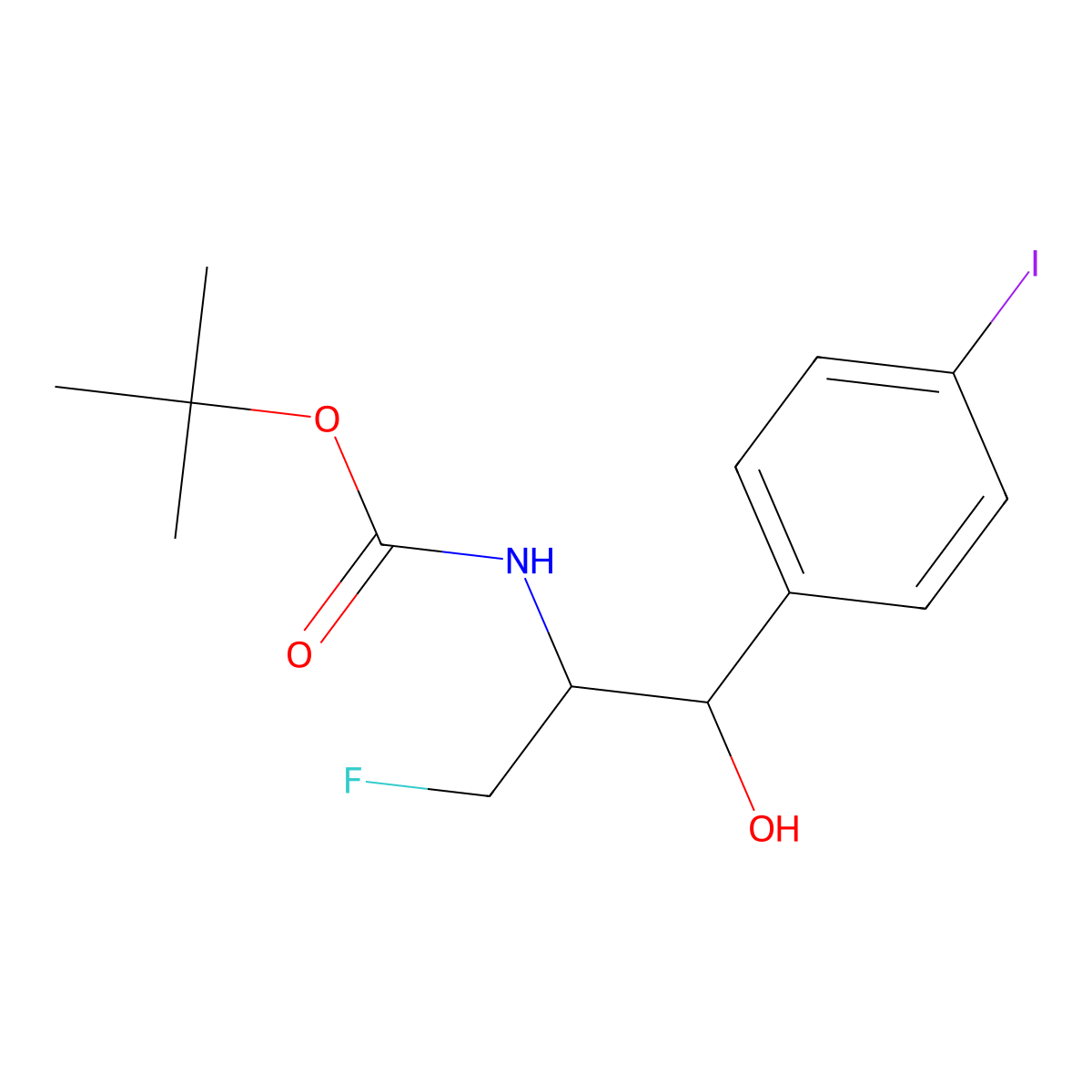 Tert-butyl ((1R,2S)-3-fluoro-1-hydroxy-1-(4-iodophenyl)propan-2-YL)carbamate molecular structure, CAS 1052114-46-1