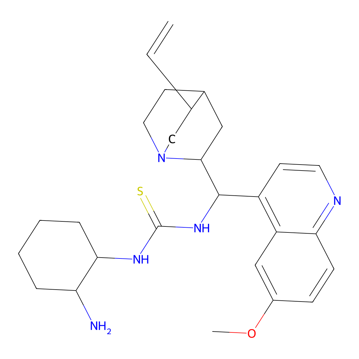1-((1R,2R)-2-Aminocyclohexyl)-3-((S)-(6-methoxyquinolin-4-yl)((1S,2S,4S,5R)-5-vinylquinuclidin-2-yl)methyl)thiourea molecular structure, CAS 1052184-48-1