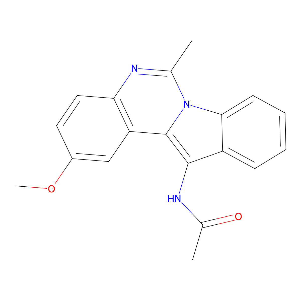 N-(2-methoxy-6-methylindolo[1,2-c]quinazolin-12-yl)acetamide molecular structure, CAS 105221-04-3