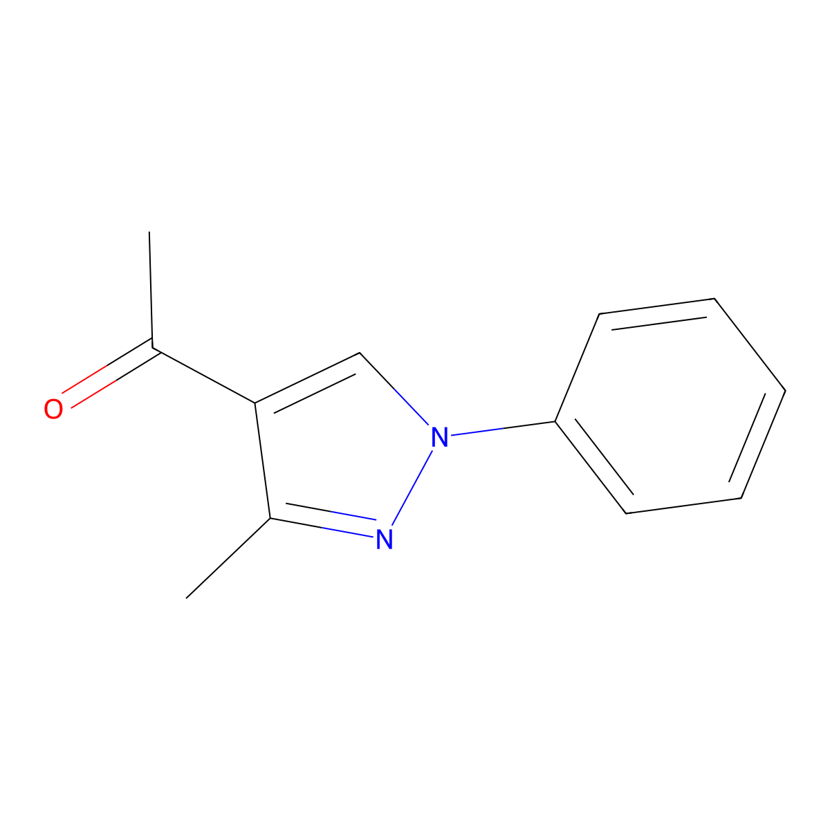 1-(3-Methyl-1-phenyl-1H-pyrazol-4-yl)ethan-1-one molecular structure, CAS 105223-85-6