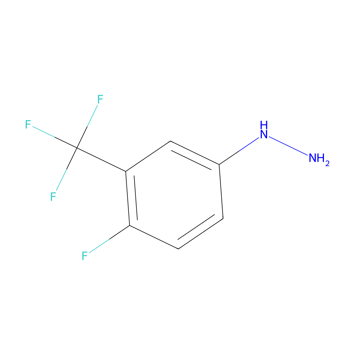 (4-Fluoro-3-(trifluoromethyl)phenyl)hydrazine molecular structure, CAS 105224-02-0