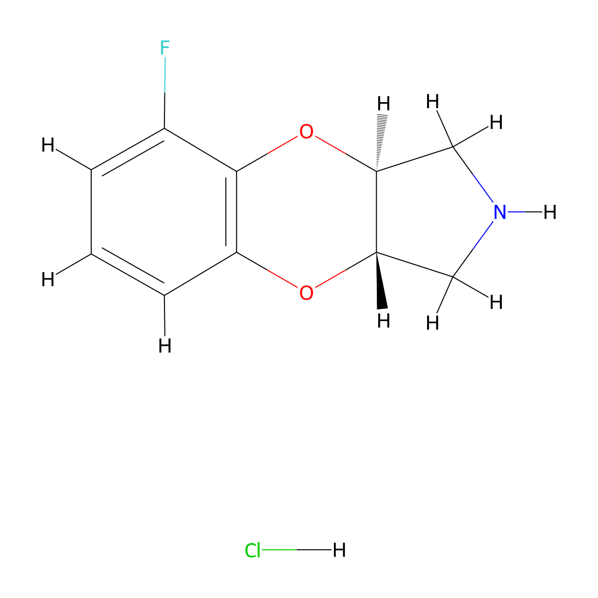 Fluparoxan hydrochloride anhydrous molecular structure, CAS 105227-44-9