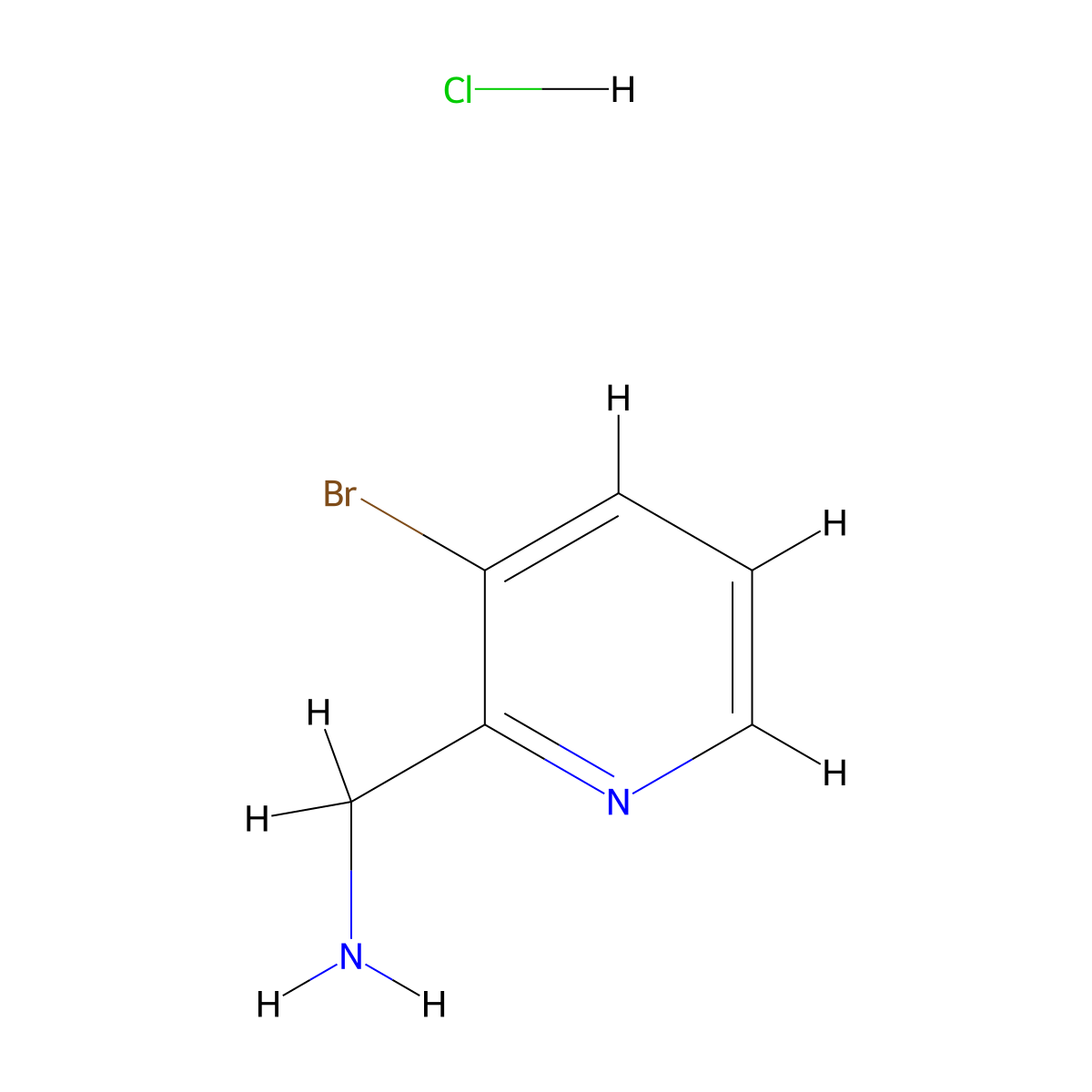 (3-Bromopyridin-2-yl)methanamine hydrochloride molecular structure, CAS 1052271-58-5