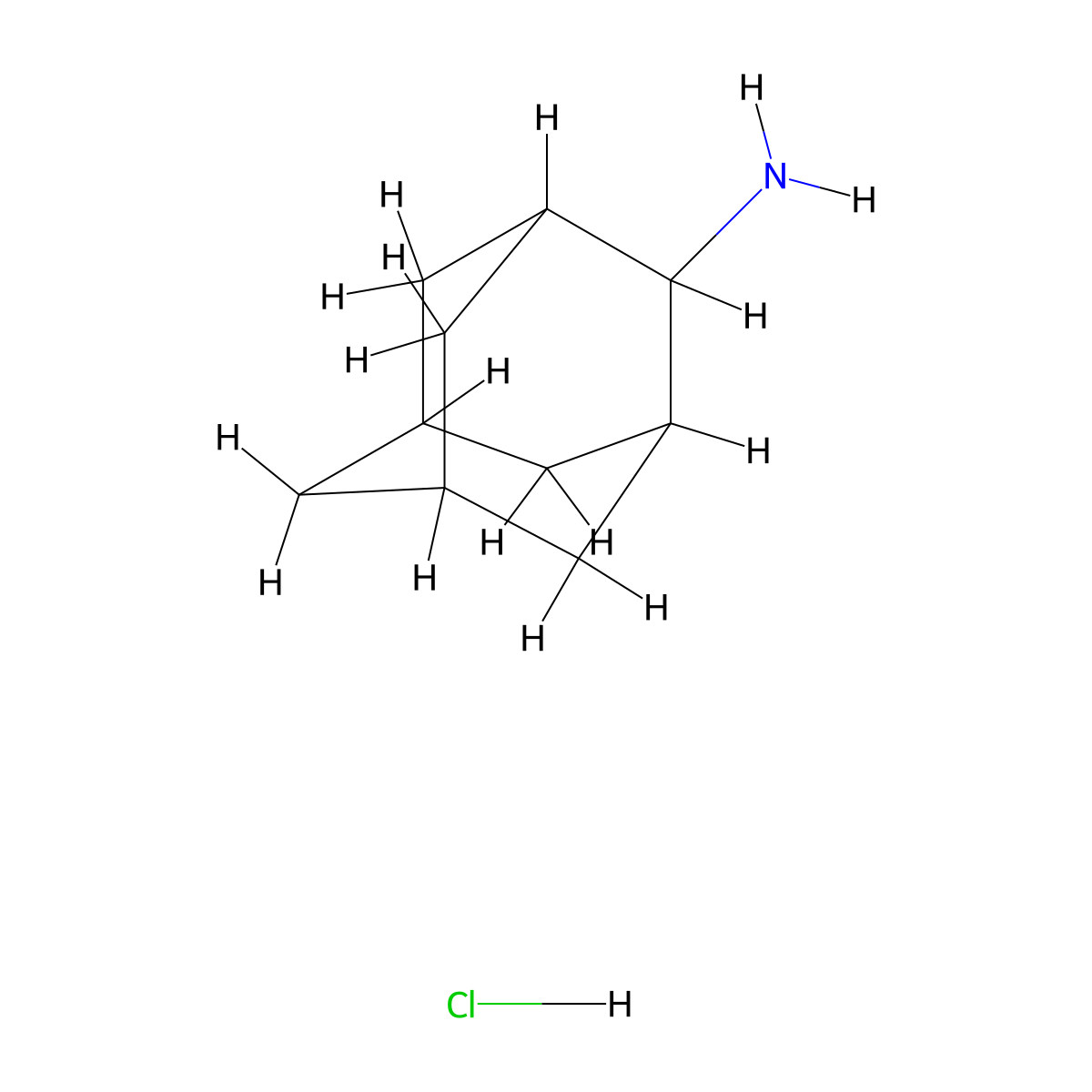 2-Aminoadamantane hydrochloride molecular structure, CAS 10523-68-9
