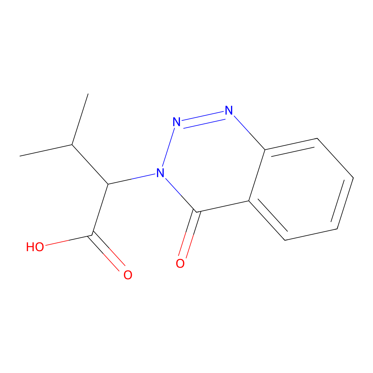 3-methyl-2-(4-oxo-1,2,3-benzotriazin-3(4H)-yl)butanoic acid molecular structure, CAS 105234-47-7