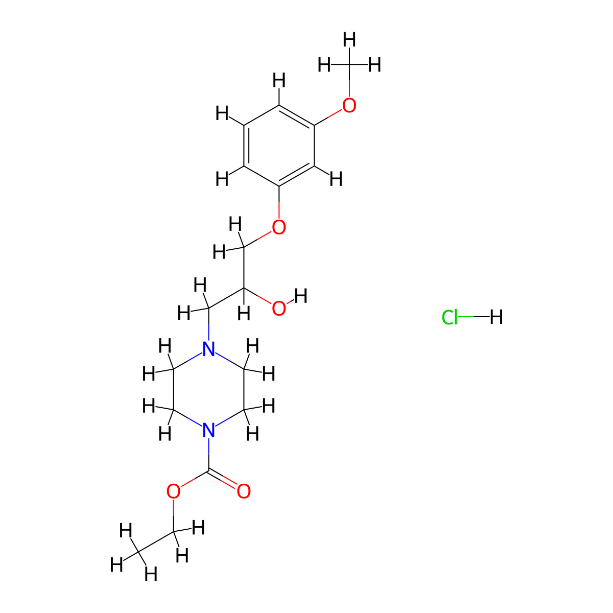 Ethyl 4-[2-hydroxy-3-(3-methoxyphenoxy)propyl]piperazine-1-carboxylate Hydrochloride molecular structure, CAS 1052402-77-3
