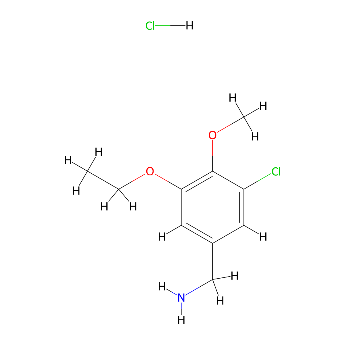 (3-Chloro-5-ethoxy-4-methoxyphenyl)methanamine hydrochloride molecular structure, CAS 1052402-88-6