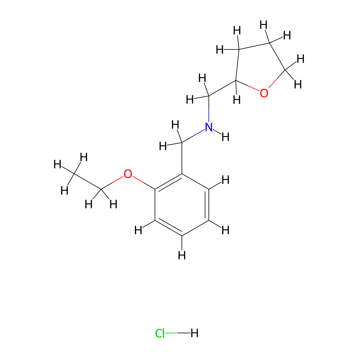 (2-Ethoxy-benzyl)-(tetrahydro-furan-2-ylmethyl)-amine hydrochloride molecular structure, CAS 1052404-36-0