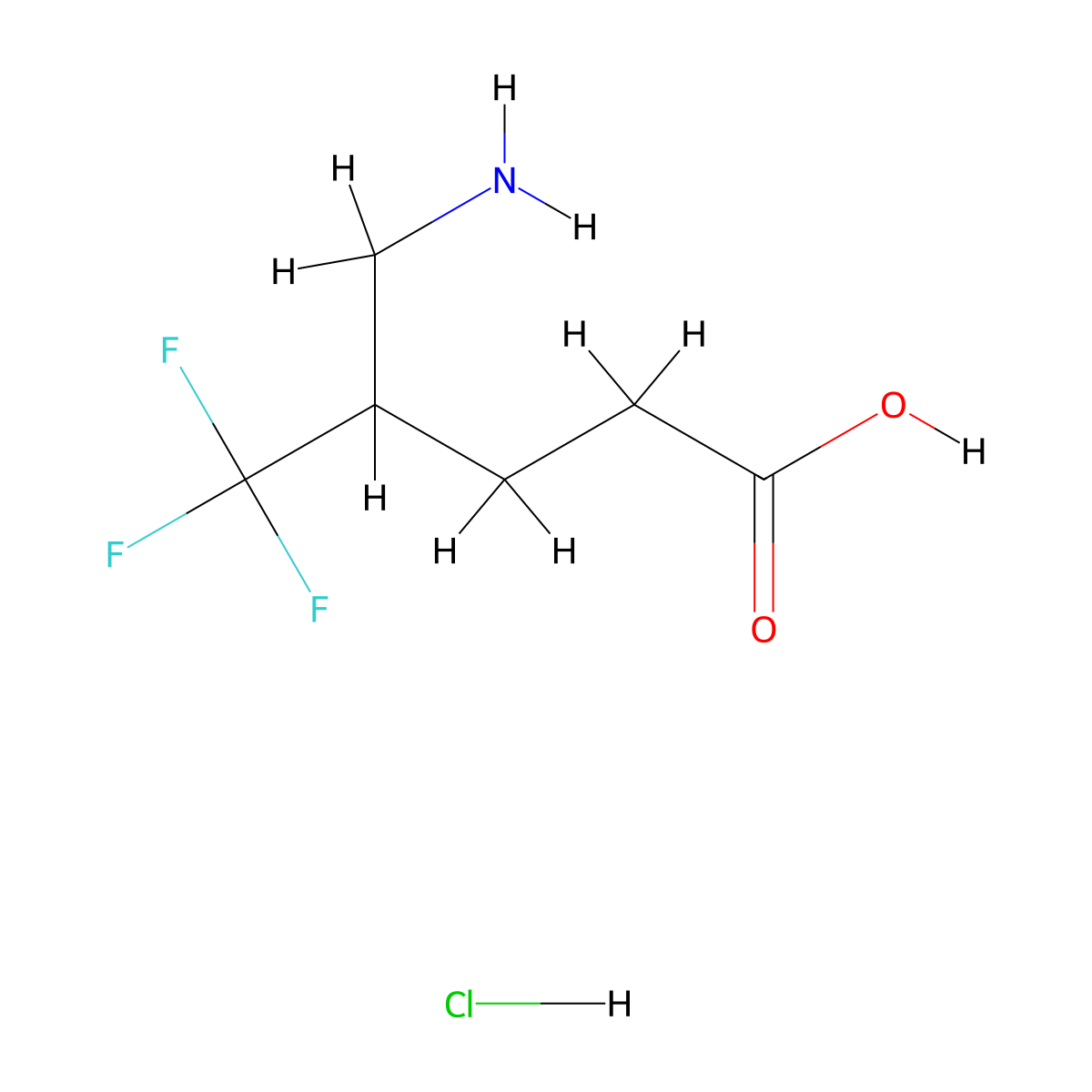 5-Amino-4-(trifluoromethyl)pentanoic acid hydrochloride molecular structure, CAS 1052404-68-8