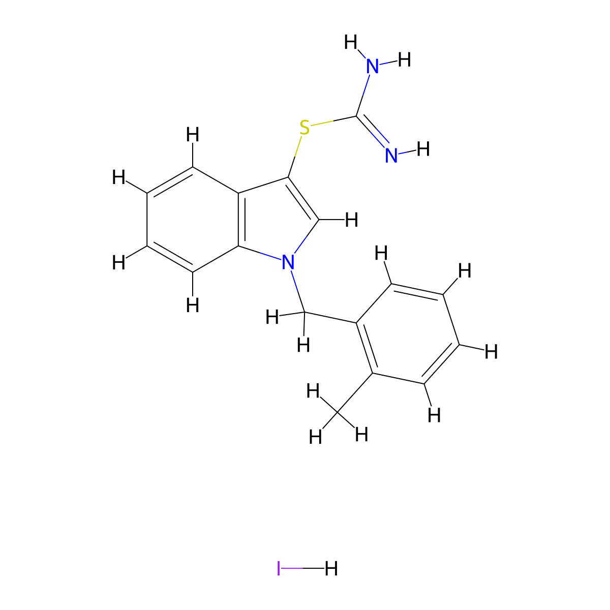 1-(2-Methylbenzyl)-1H-indol-3-yl imidothiocarbamate hydroiodide molecular structure, CAS 1052404-70-2