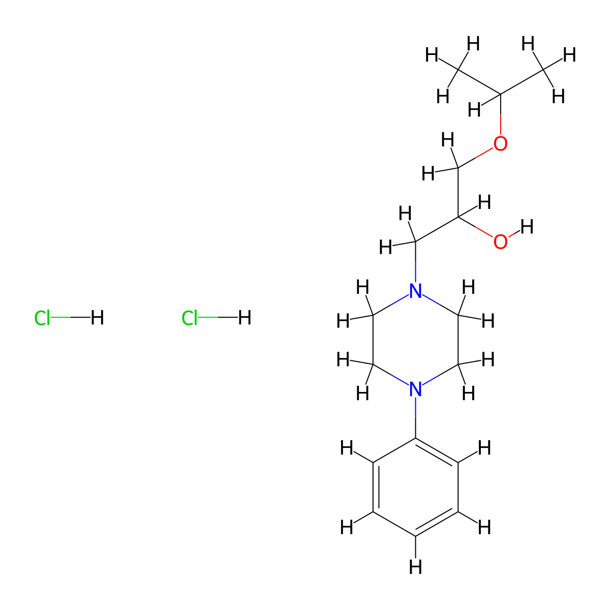 1-Isopropoxy-3-(4-phenylpiperazin-1-yl)propan-2-ol dihydrochloride molecular structure, CAS 1052404-74-6