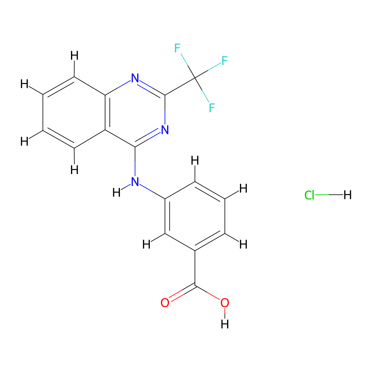 3-{[2-(Trifluoromethyl)-4-quinazolinyl]amino}benzoic acid hydrochloride molecular structure, CAS 1052404-83-7