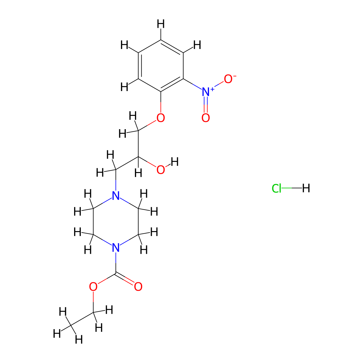 Ethyl 4-[2-hydroxy-3-(2-nitrophenoxy)propyl]piperazine-1-carboxylate Hydrochloride molecular structure, CAS 1052404-87-1